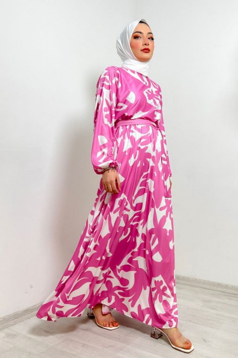 PATTERNED PINK DRESS